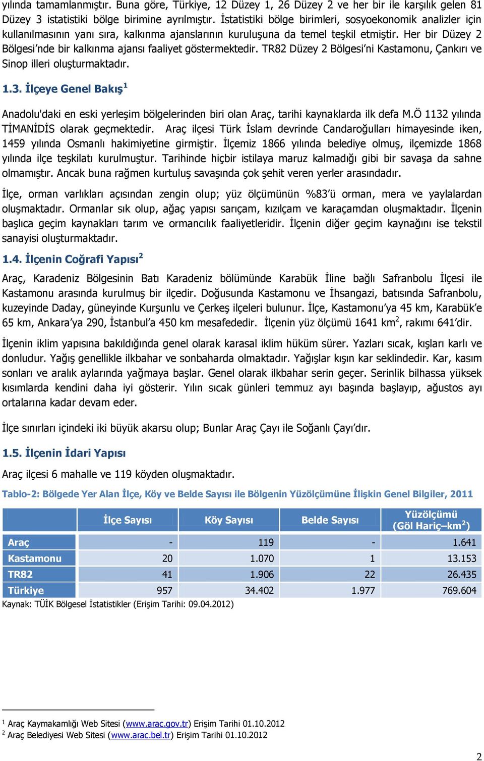 Her bir Düzey 2 Bölgesi nde bir kalkınma ajansı faaliyet göstermektedir. TR82 Düzey 2 Bölgesi ni Kastamonu, Çankırı ve Sinop illeri oluşturmaktadır. 1.3.