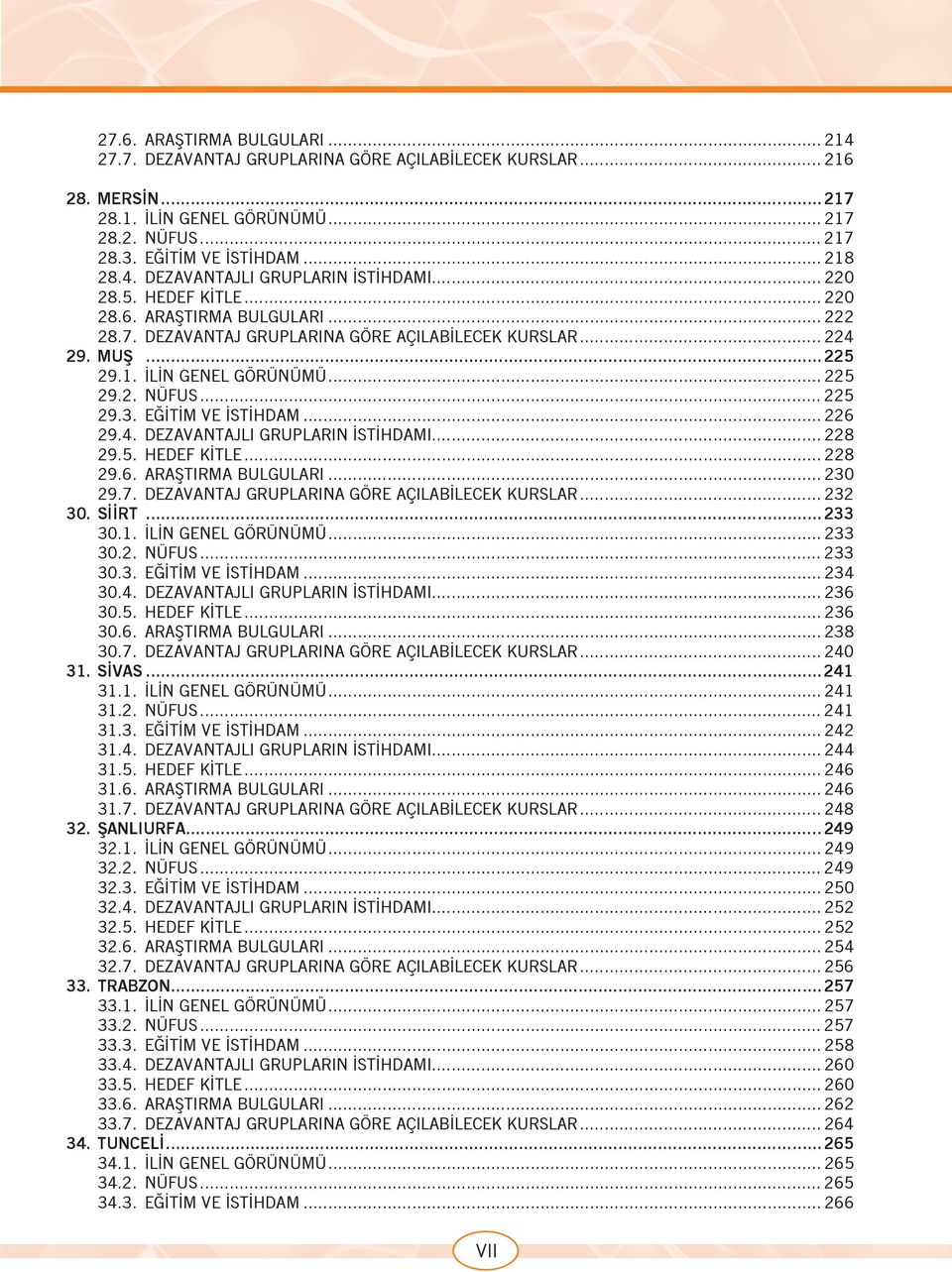 EĞİTİM VE İSTİHDAM... 226 29.4. DEZAVANTAJLI GRUPLARIN İSTİHDAMI... 228 29.5. HEDEF KİTLE... 228 29.6. ARAŞTIRMA BULGULARI... 230 29.7. DEZAVANTAJ GRUPLARINA GÖRE AÇILABİLECEK KURSLAR... 232 30.