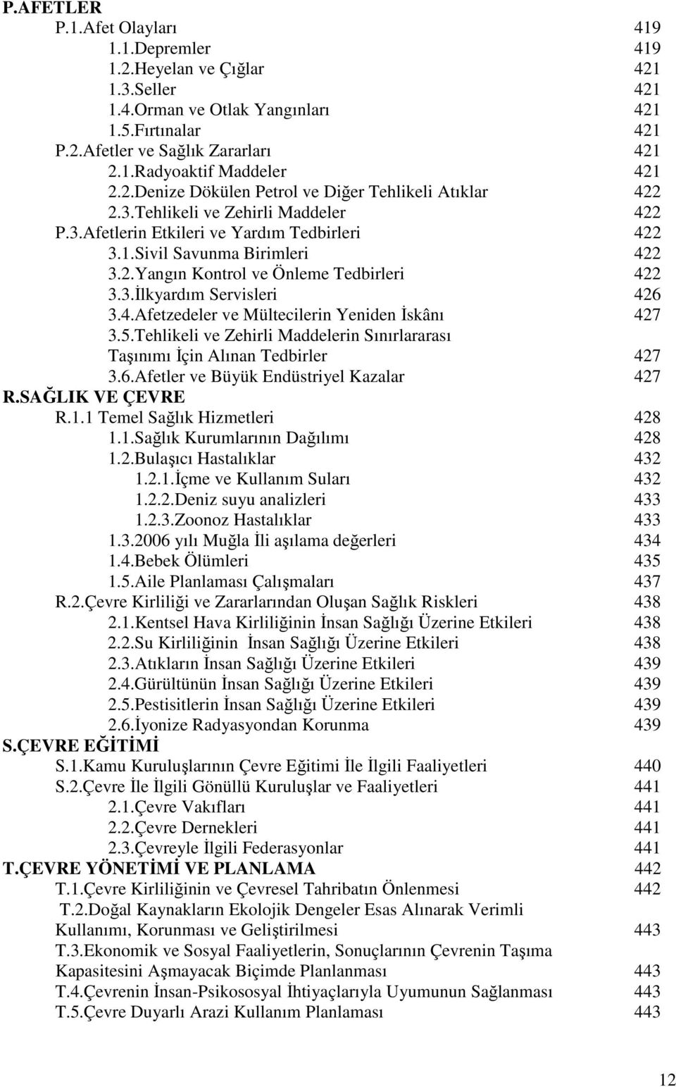 3.Đlkyardım Servisleri 426 3.4.Afetzedeler ve Mültecilerin Yeniden Đskânı 427 3.5.Tehlikeli ve Zehirli Maddelerin Sınırlararası Taşınımı Đçin Alınan Tedbirler 427 3.6.Afetler ve Büyük Endüstriyel Kazalar 427 R.