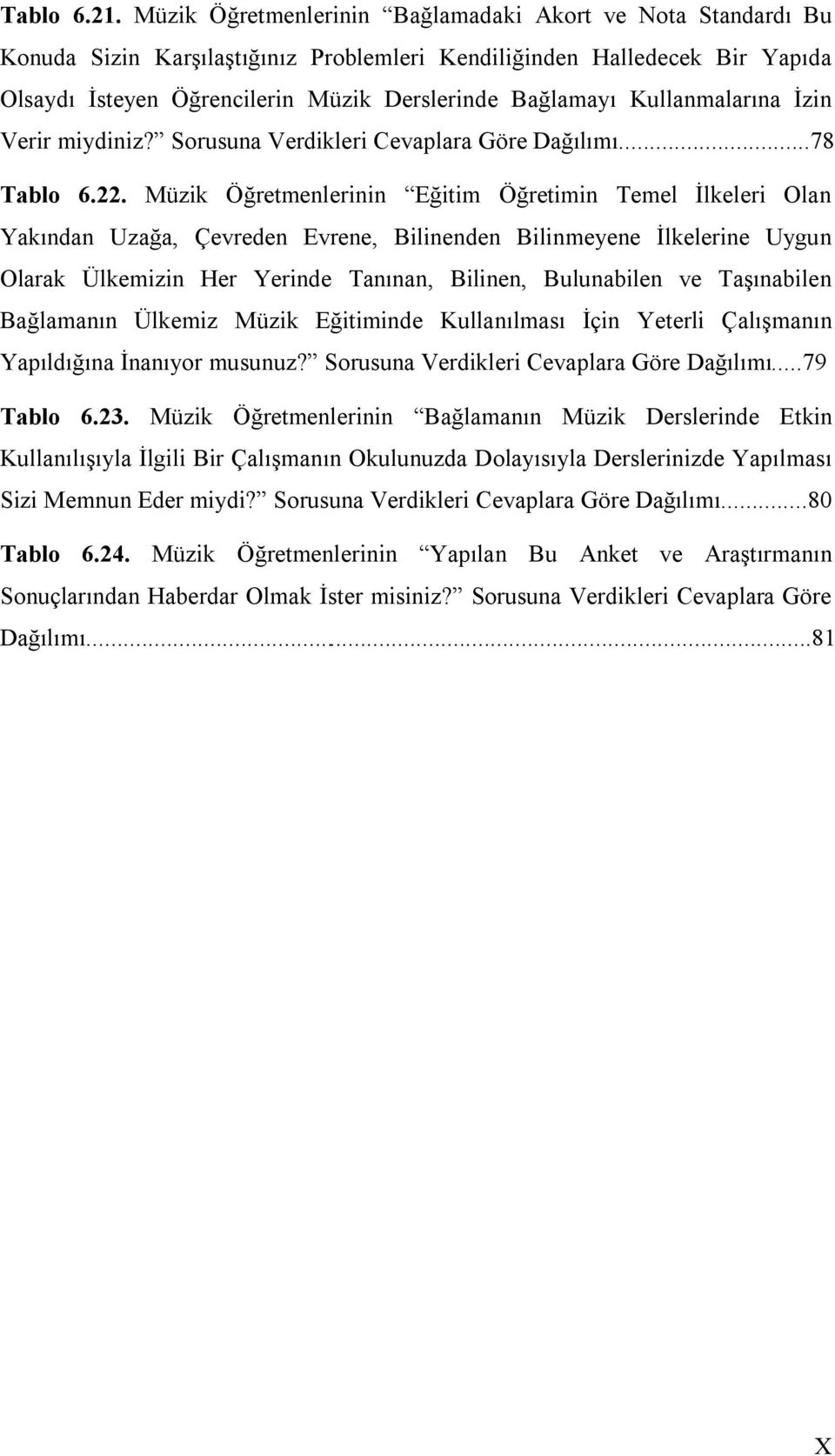 Kullanmalarına İzin Verir miydiniz? Sorusuna Verdikleri Cevaplara Göre Dağılımı...78 Tablo 6.22.