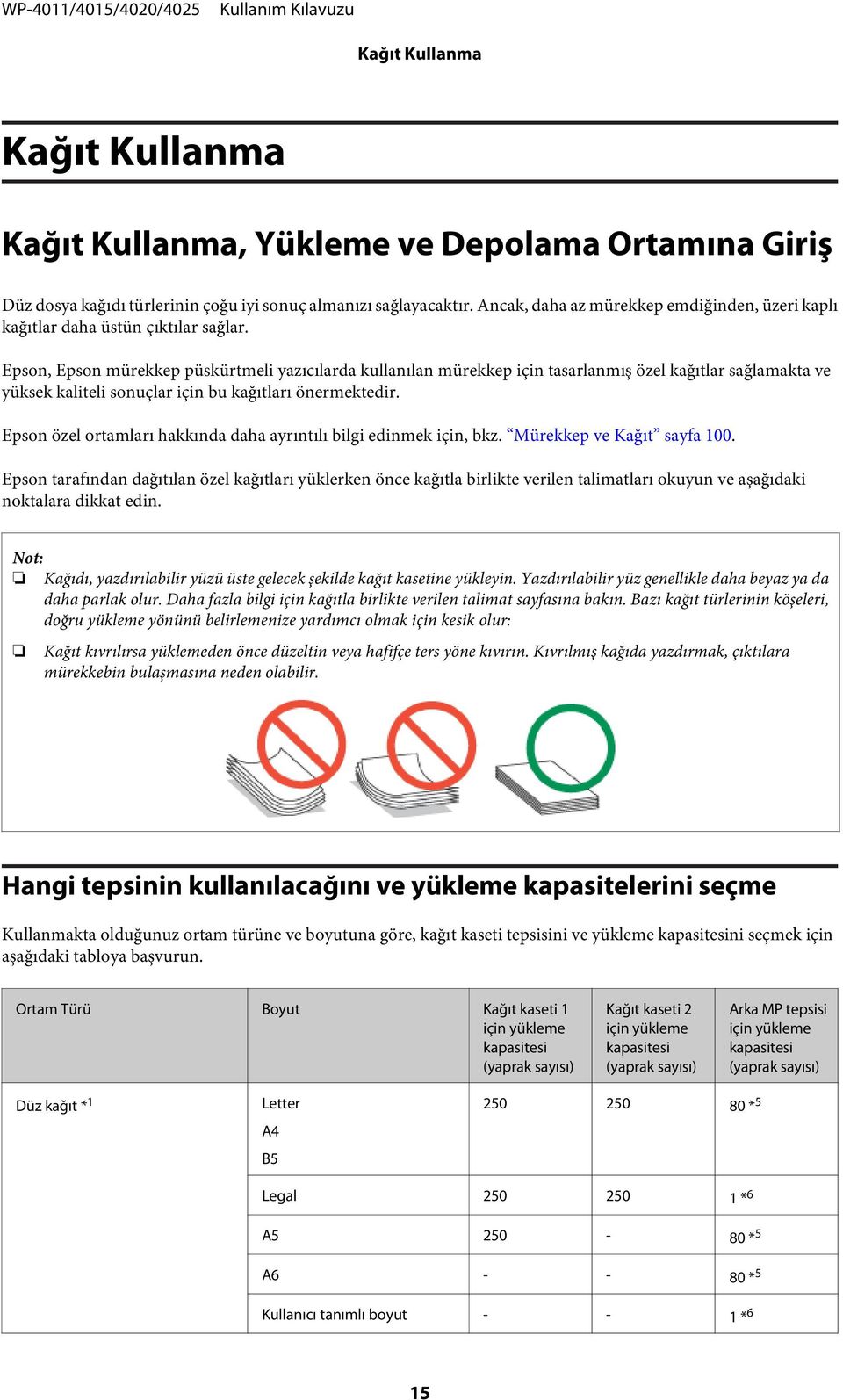 Epson, Epson mürekkep püskürtmeli yazıcılarda kullanılan mürekkep için tasarlanmış özel kağıtlar sağlamakta ve yüksek kaliteli sonuçlar için bu kağıtları önermektedir.