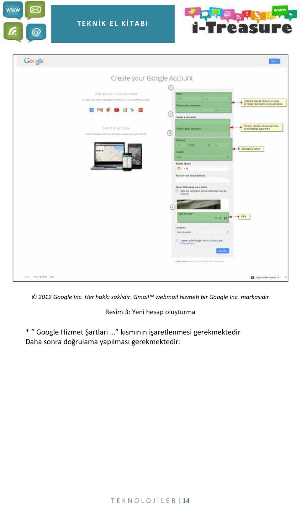 markasıdır Resim 3: Yeni hesap oluşturma * Google Hizmet