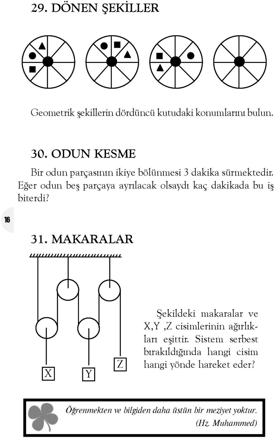 Eðer odun beþ parçaya ayrýlacak olsaydý kaç dakikada bu iþ biterdi? 16 31.