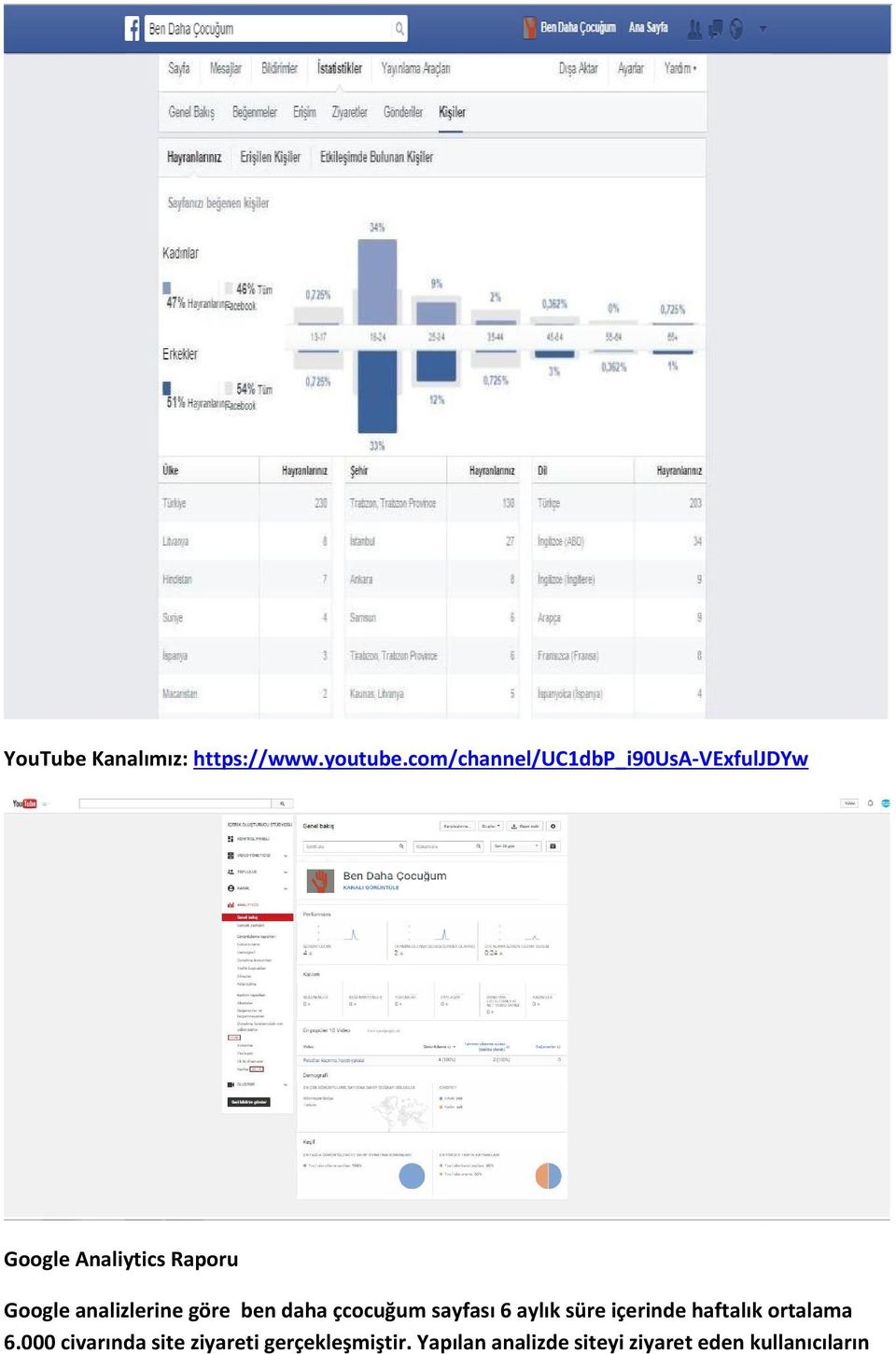 analizlerine göre ben daha çcocuğum sayfası 6 aylık süre içerinde