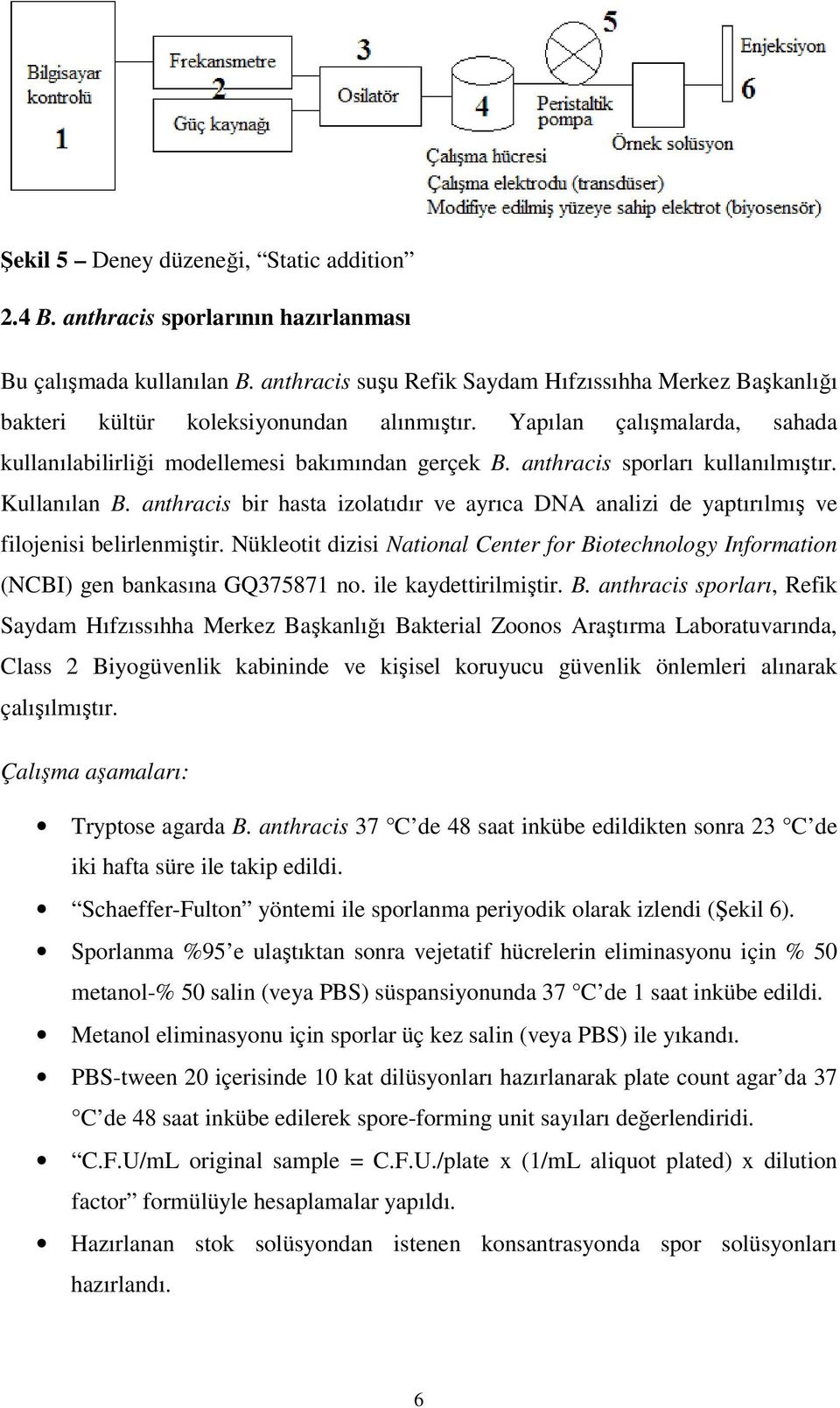 anthracis sporları kullanılmıştır. Kullanılan B. anthracis bir hasta izolatıdır ve ayrıca DNA analizi de yaptırılmış ve filojenisi belirlenmiştir.