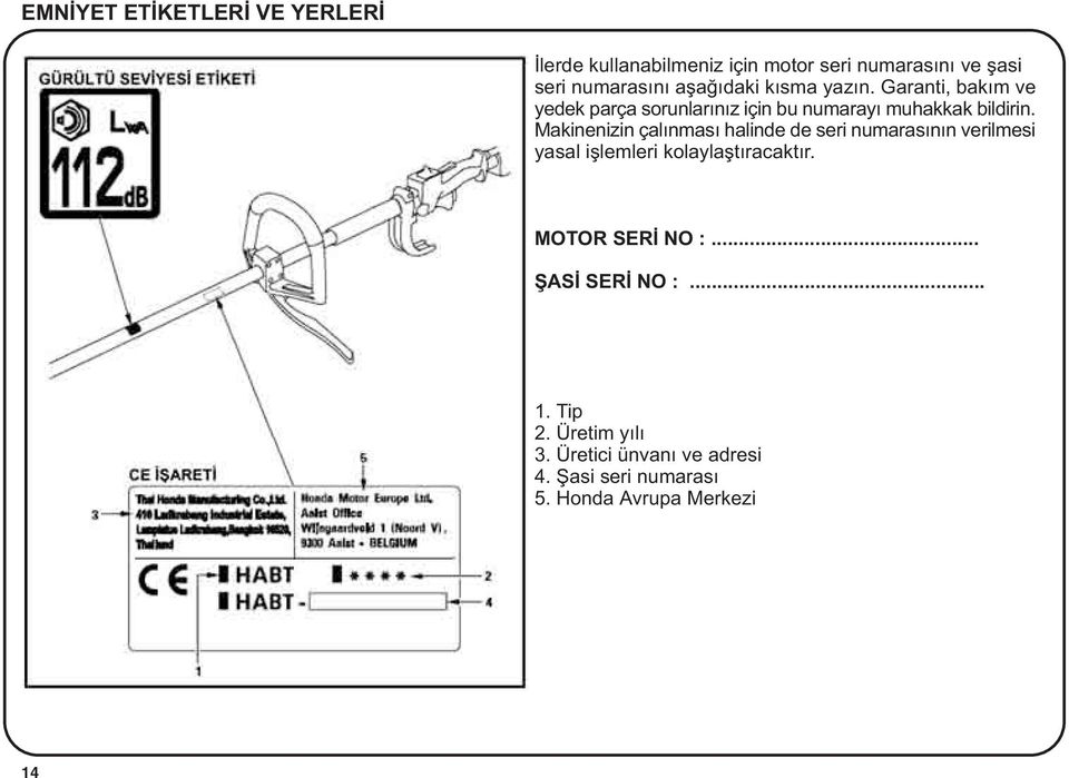 Makinenizin çalýnmasý halinde de seri numarasýnýn verilmesi yasal iþlemleri kolaylaþtýracaktýr.