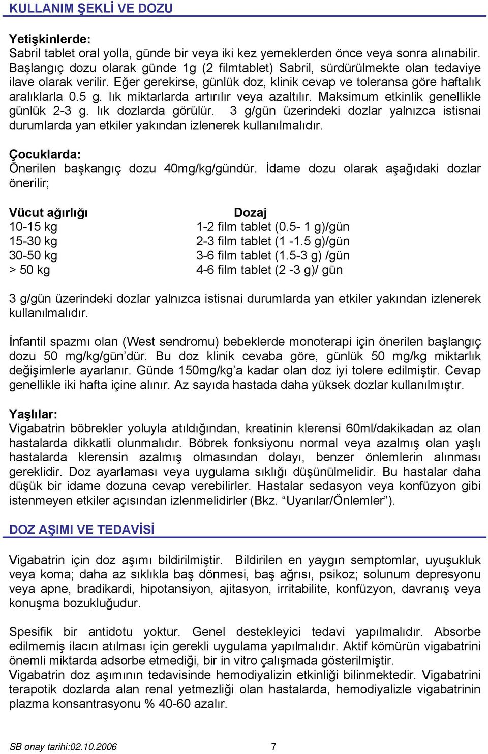 lık miktarlarda artırılır veya azaltılır. Maksimum etkinlik genellikle günlük 2-3 g. lık dozlarda görülür.