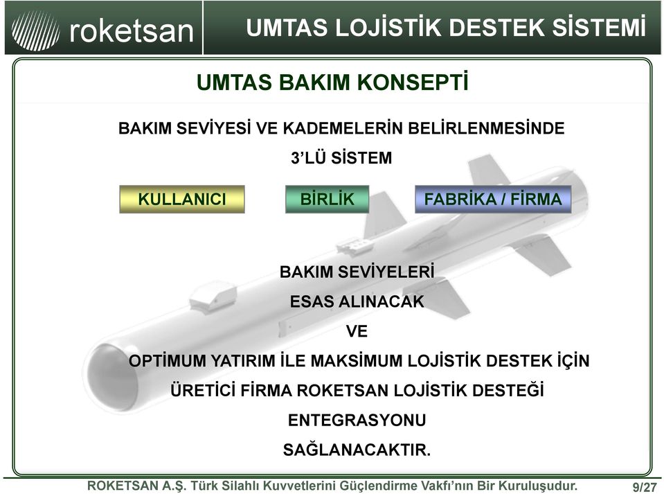 OPTİMUM YATIRIM İLE MAKSİMUM LOJİSTİK DESTEK İÇİN ÜRETİCİ FİRMA ROKETSAN LOJİSTİK DESTEĞİ