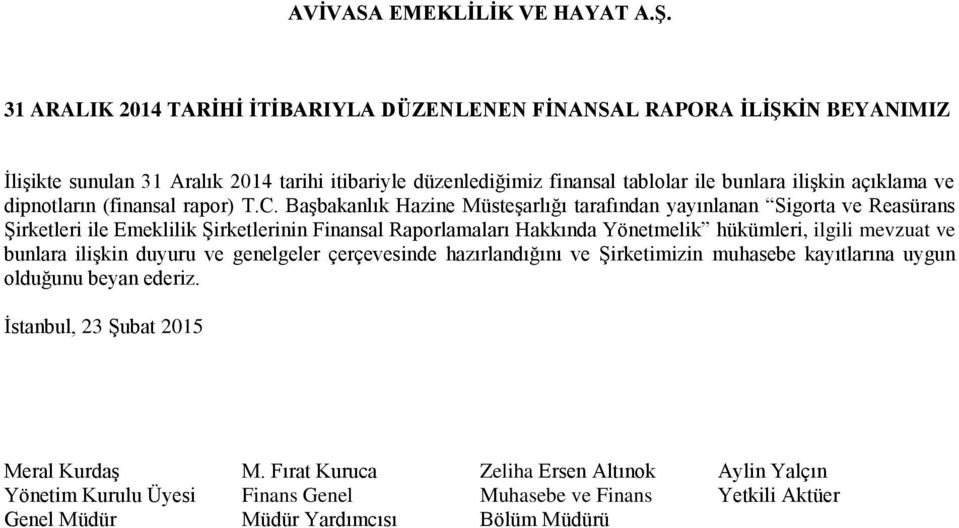 dipnotların (finansal rapor) T.C.