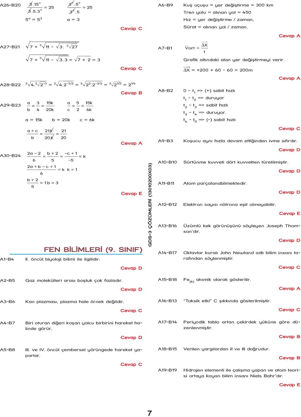 õõ3 = ó7 +õ õ = 3 Grafik altýndaki alan yer deðiþtirmeyi verir. õδõâx = +00 + 60-60 = 00m A8-B 3 ó4. òõõ -3 = 3 ó4.õõ - õ 3 õ / = 3 ó.