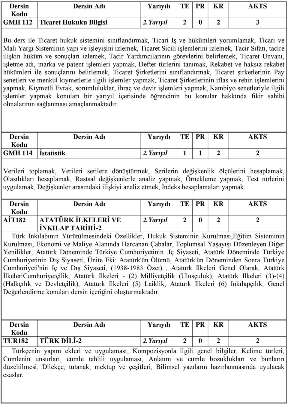 Tacir Sıfatı, tacire ilişkin hüküm ve sonuçları izlemek, Tacir Yardımcılarının görevlerini belirlemek, Ticaret Unvanı, işletme adı, marka ve patent işlemleri yapmak, Defter türlerini tanımak, Rekabet