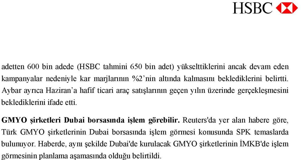 GMYO şirketleri Dubai borsasında işlem görebilir.