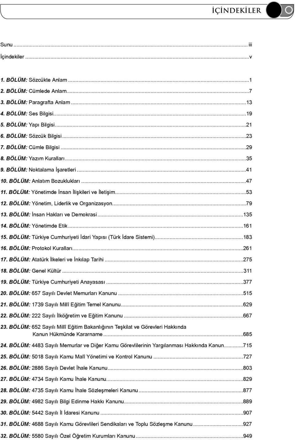 BÖLÜM: Yönetimde İnsan İlişkileri ve İletişim...53 12. BÖLÜM: Yönetim, Liderlik ve Organizasyon...79 13. BÖLÜM: İnsan Hakları ve Demokrasi...135 14. BÖLÜM: Yönetimde Etik...161 15.