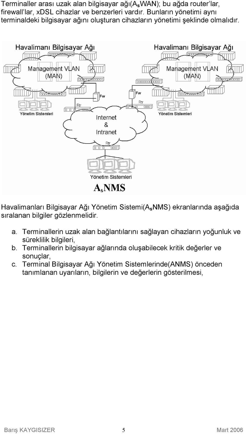 Havalimanları Bilgisayar Ağı Yönetim Sistemi(A s NMS) ekranlarında aş