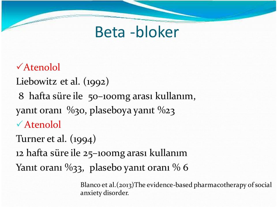 yanıt %23 Atenolol Turner et al.