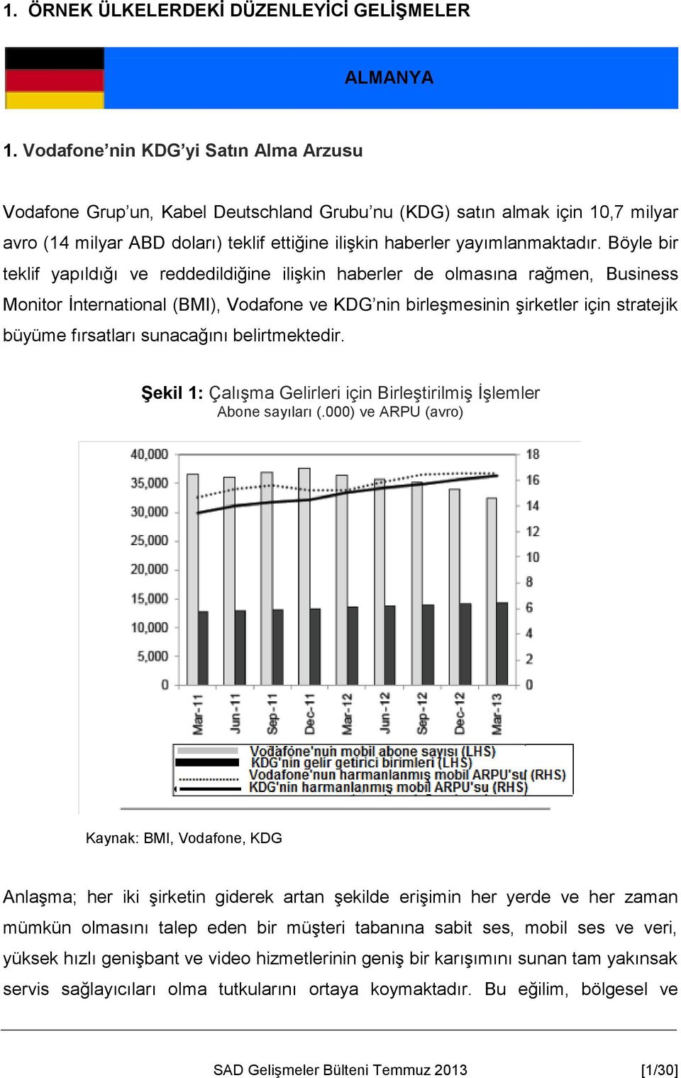 Böyle bir teklif yapıldığı ve reddedildiğine ilişkin haberler de olmasına rağmen, Business Monitor İnternational (BMI), Vodafone ve KDG nin birleşmesinin şirketler için stratejik büyüme fırsatları