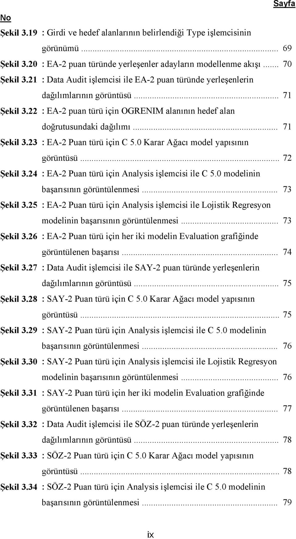 0 Karar Ağacı model yapısının görüntüsü... 72 Şekil 3.24 : EA-2 Puan türü için Analysis işlemcisi ile C 5.0 modelinin başarısının görüntülenmesi... 73 Şekil 3.