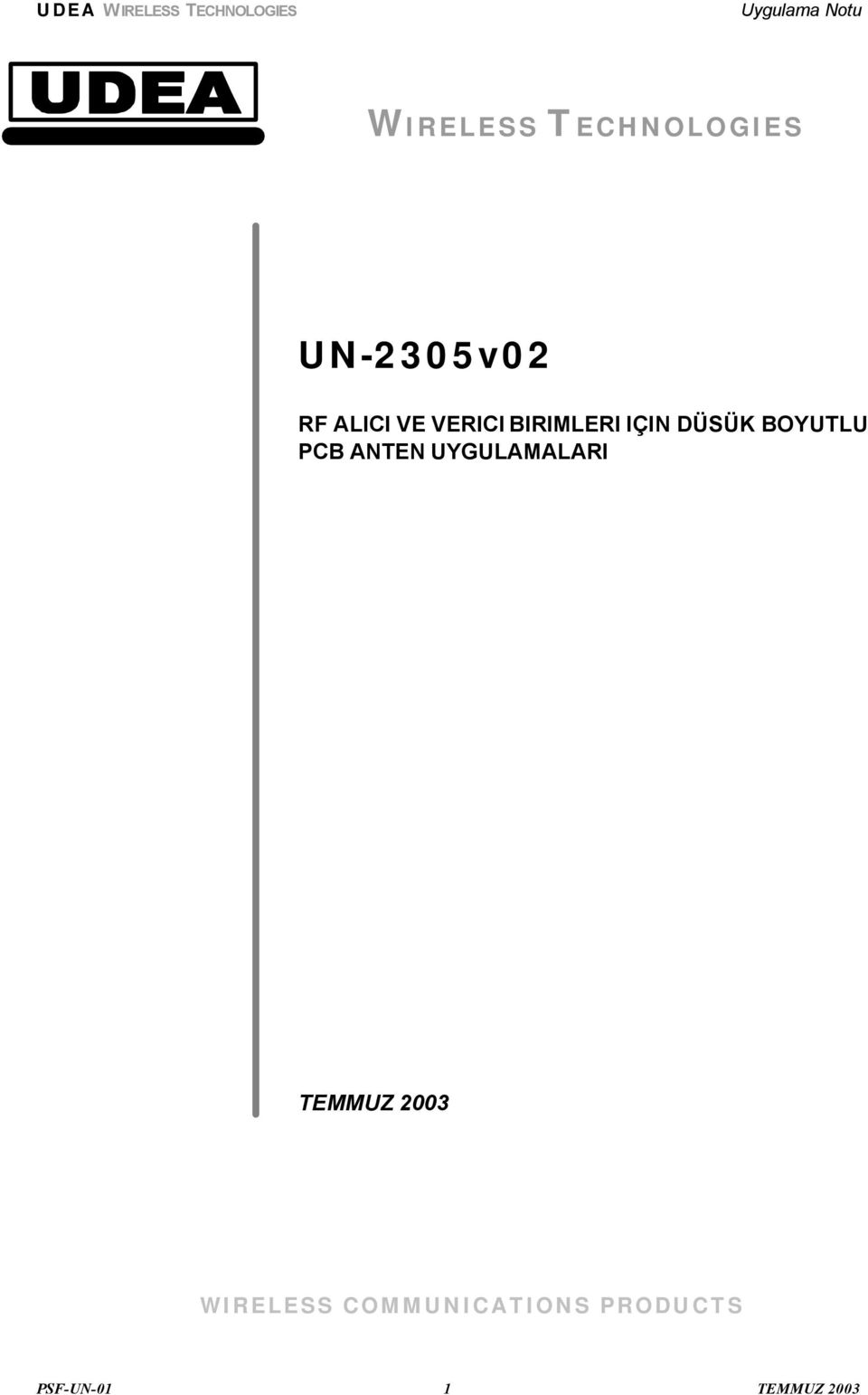 ANTEN UYGULAMALARI TEMMUZ 2003 WIRELESS