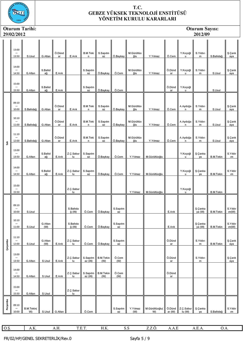 Çaka ı 14:00 14:50 G.Alta ağ Ö.Baykay Ö.Ce Y.Yıl ğ Ş.Çaka ı 15:00 15:50 Y.Yıl ğ 10:00 a ğ Ö.Ce Ö.Baykay Ş.Çaka ı 11:00 G.Alta a ğ Ö.Ce Ö.Baykay Ş.Çaka ı Çşaba 12:00 G.Alta Ö.Ce Ö.Baykay Ö.Düd Ş.