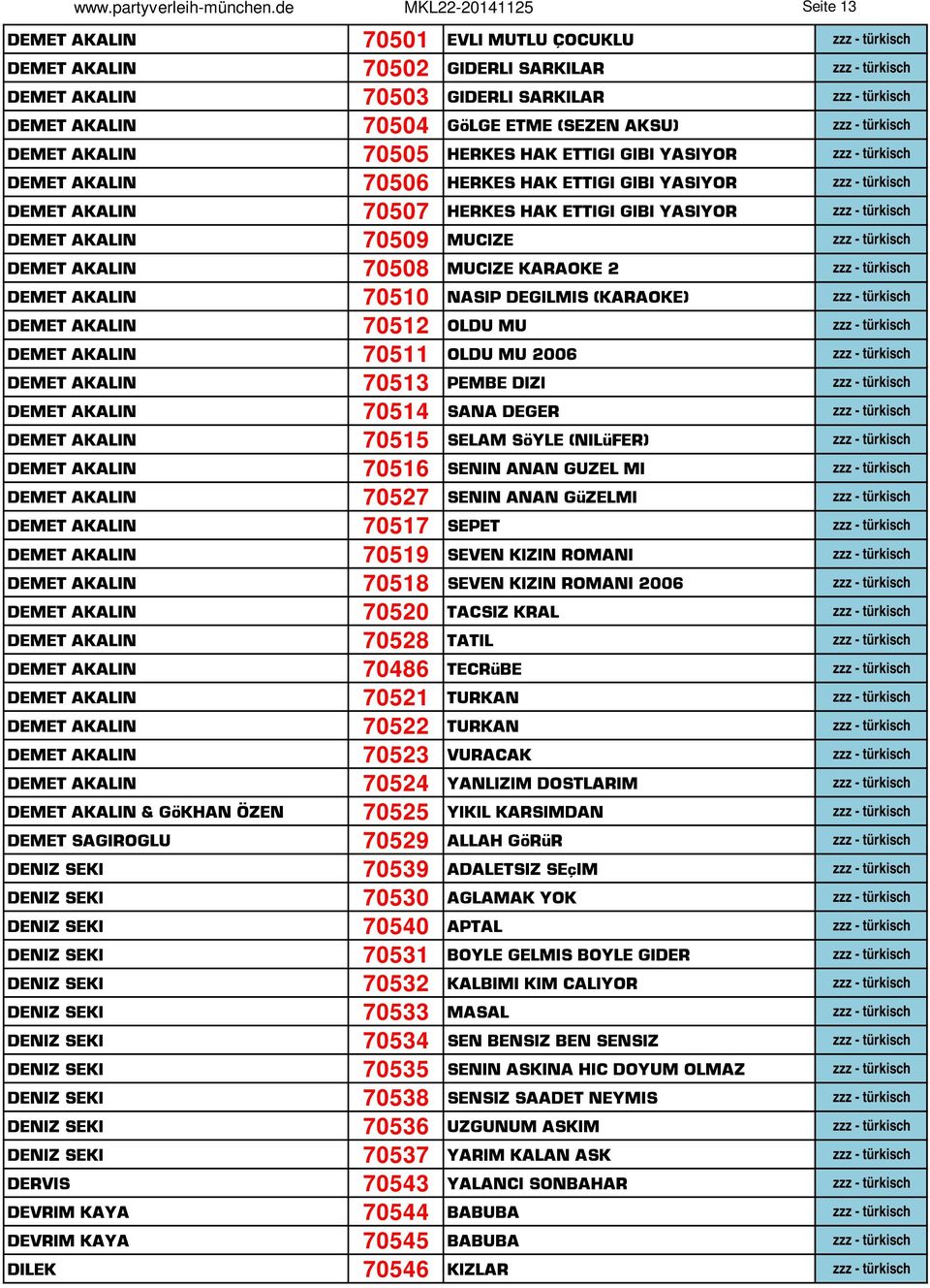 70504 GöLGE ETME (SEZEN AKSU) zzz - türkisch DEMET AKALIN 70505 HERKES HAK ETTIGI GIBI YASIYOR zzz - türkisch DEMET AKALIN 70506 HERKES HAK ETTIGI GIBI YASIYOR zzz - türkisch DEMET AKALIN 70507