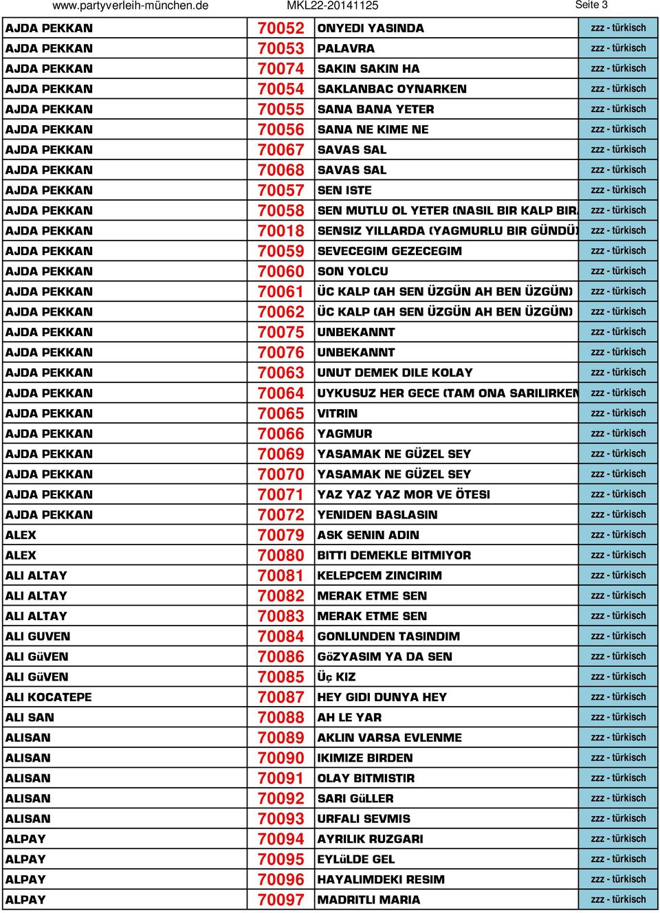 zzz - türkisch AJDA PEKKAN 70055 SANA BANA YETER zzz - türkisch AJDA PEKKAN 70056 SANA NE KIME NE zzz - türkisch AJDA PEKKAN 70067 SAVAS SAL zzz - türkisch AJDA PEKKAN 70068 SAVAS SAL zzz - türkisch