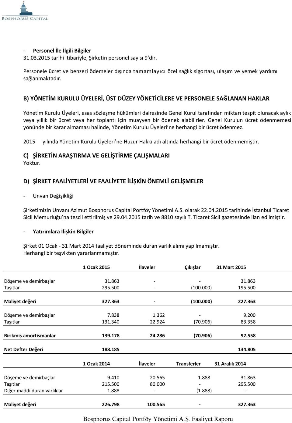 B) YÖNETİM KURULU ÜYELERİ, ÜST DÜZEY YÖNETİCİLERE VE PERSONELE SAĞLANAN HAKLAR Yönetim Kurulu Üyeleri, esas sözleşme hükümleri dairesinde Genel Kurul tarafından miktarı tespit olunacak aylık veya