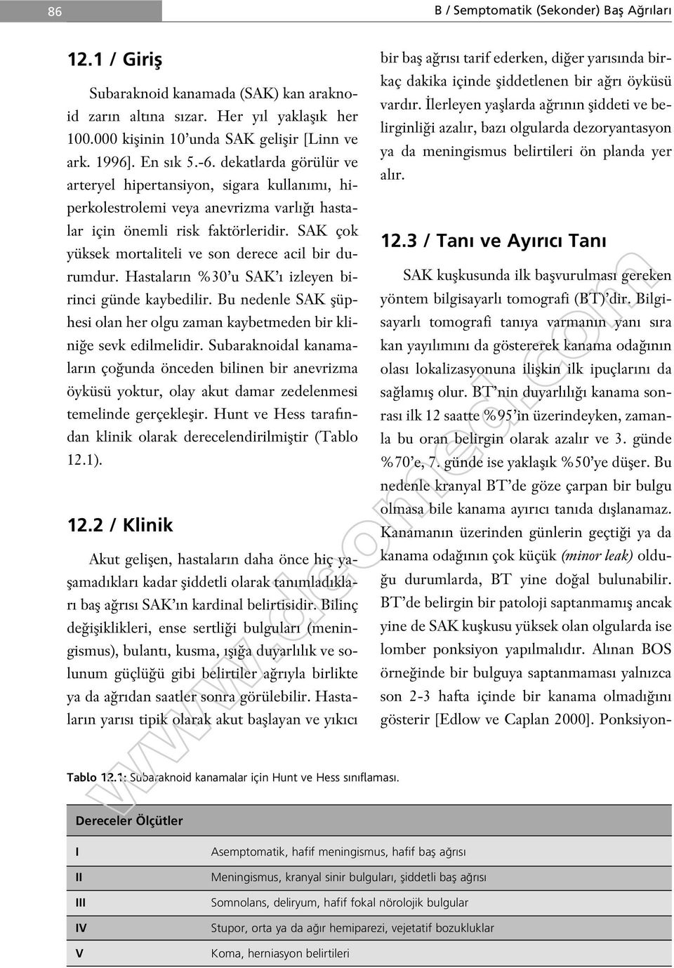 SAK çok yüksek mortaliteli ve son derece acil bir durumdur. Hastalar n %30 u SAK izleyen birinci günde kaybedilir. Bu nedenle SAK flüphesi olan her olgu zaman kaybetmeden bir klini e sevk edilmelidir.