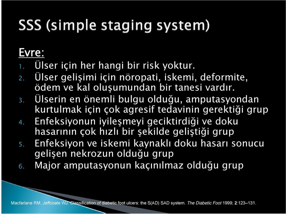 Enfeksiyonun iyileşmeyi geciktirdiği ve doku hasarının çok hızlı bir şekilde geliştiği grup 5.