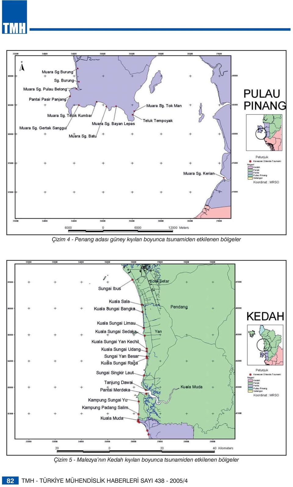 Kedah kıyıları boyunca tsunamiden etkilenen