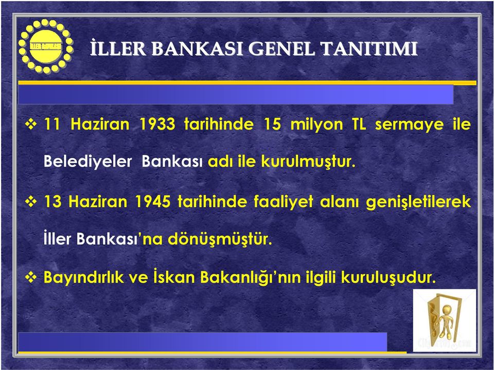 13 Haziran 1945 tarihinde faaliyet alanı genişletilerek İller