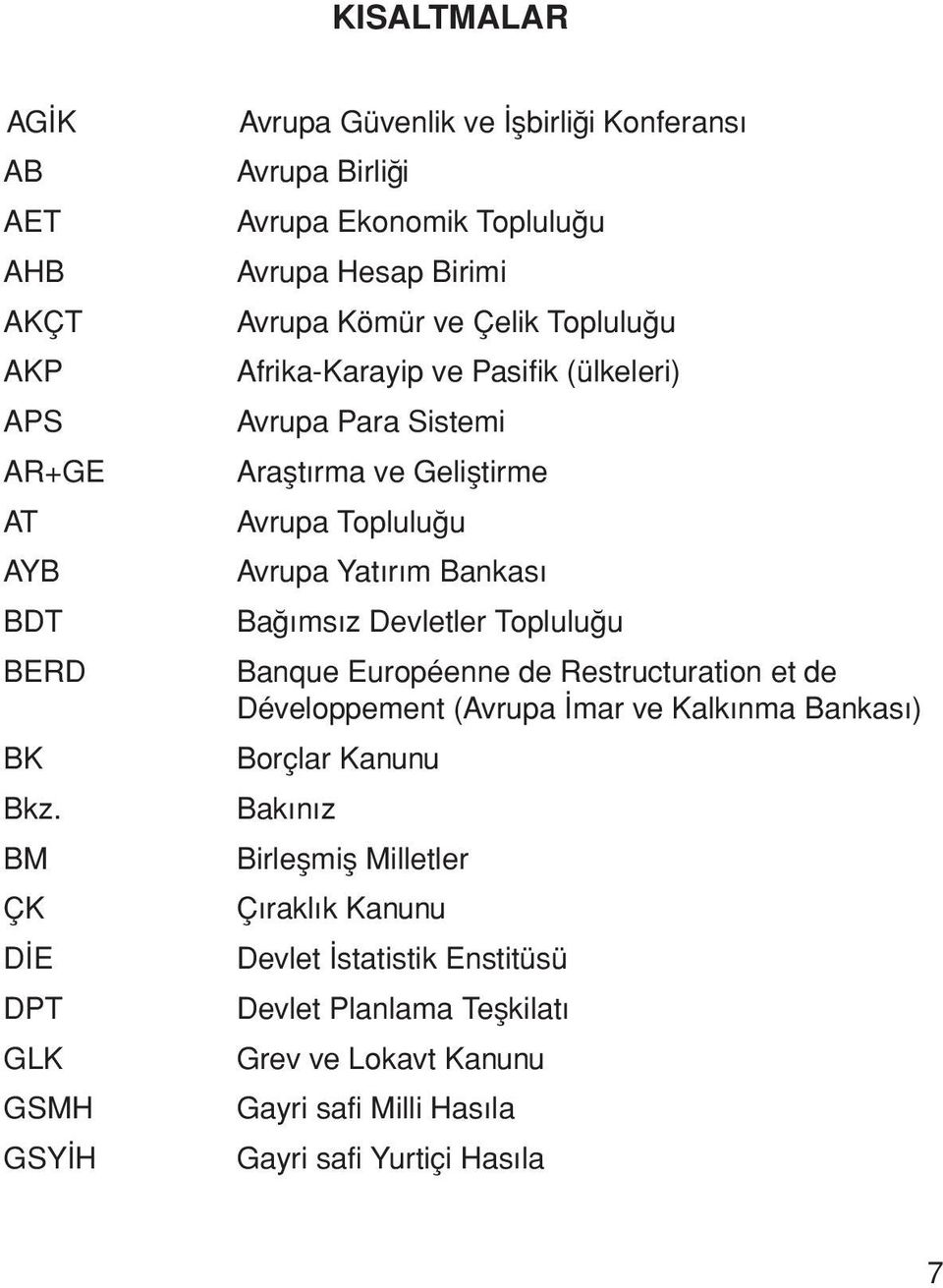 Avrupa Para Sistemi Araştırma ve Geliştirme Avrupa Topluluğu Avrupa Yatırım Bankası Bağımsız Devletler Topluluğu Banque Européenne de Restructuration et de