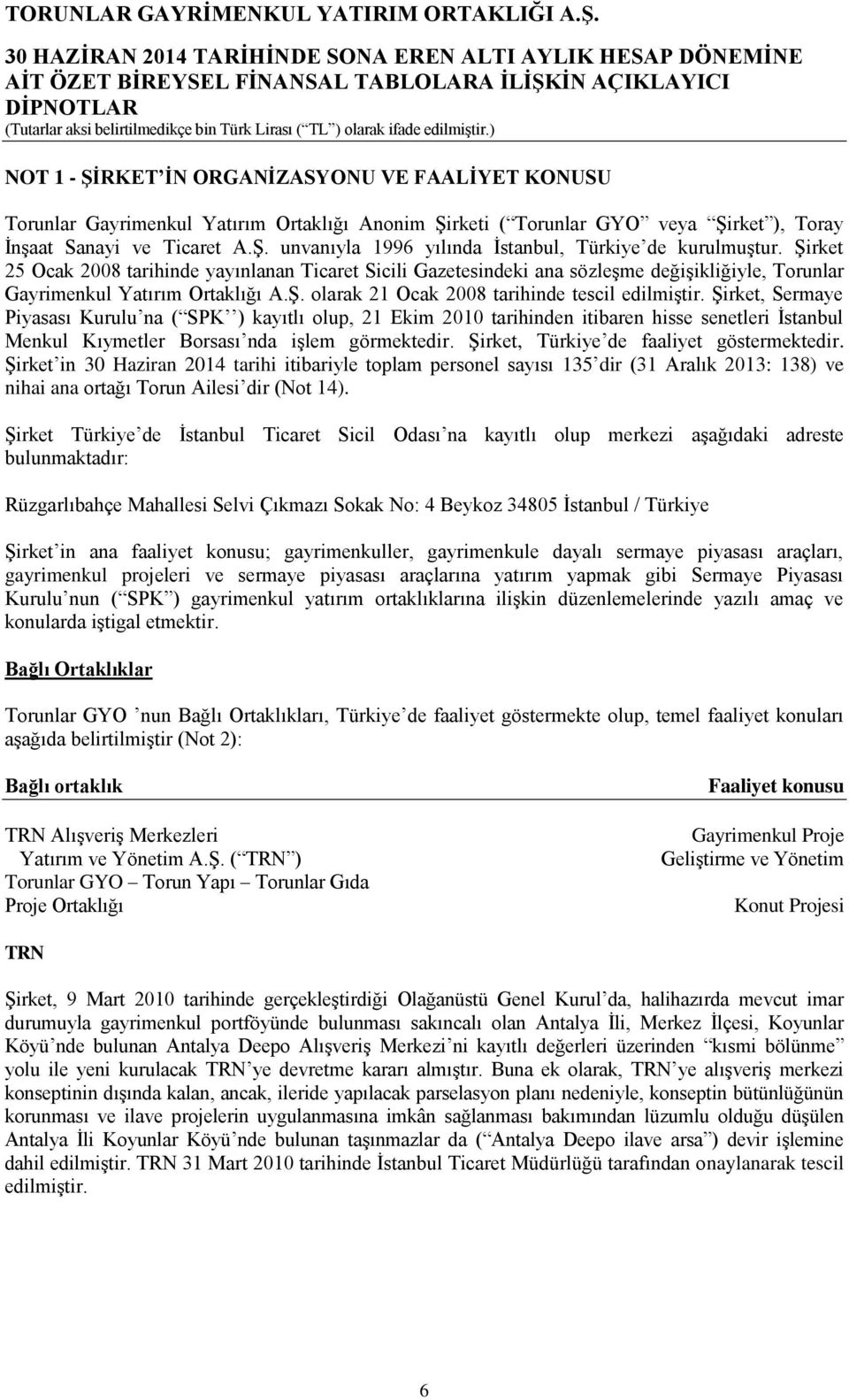 Şirket, Sermaye Piyasası Kurulu na ( SPK ) kayıtlı olup, 21 Ekim 2010 tarihinden itibaren hisse senetleri İstanbul Menkul Kıymetler Borsası nda işlem görmektedir.