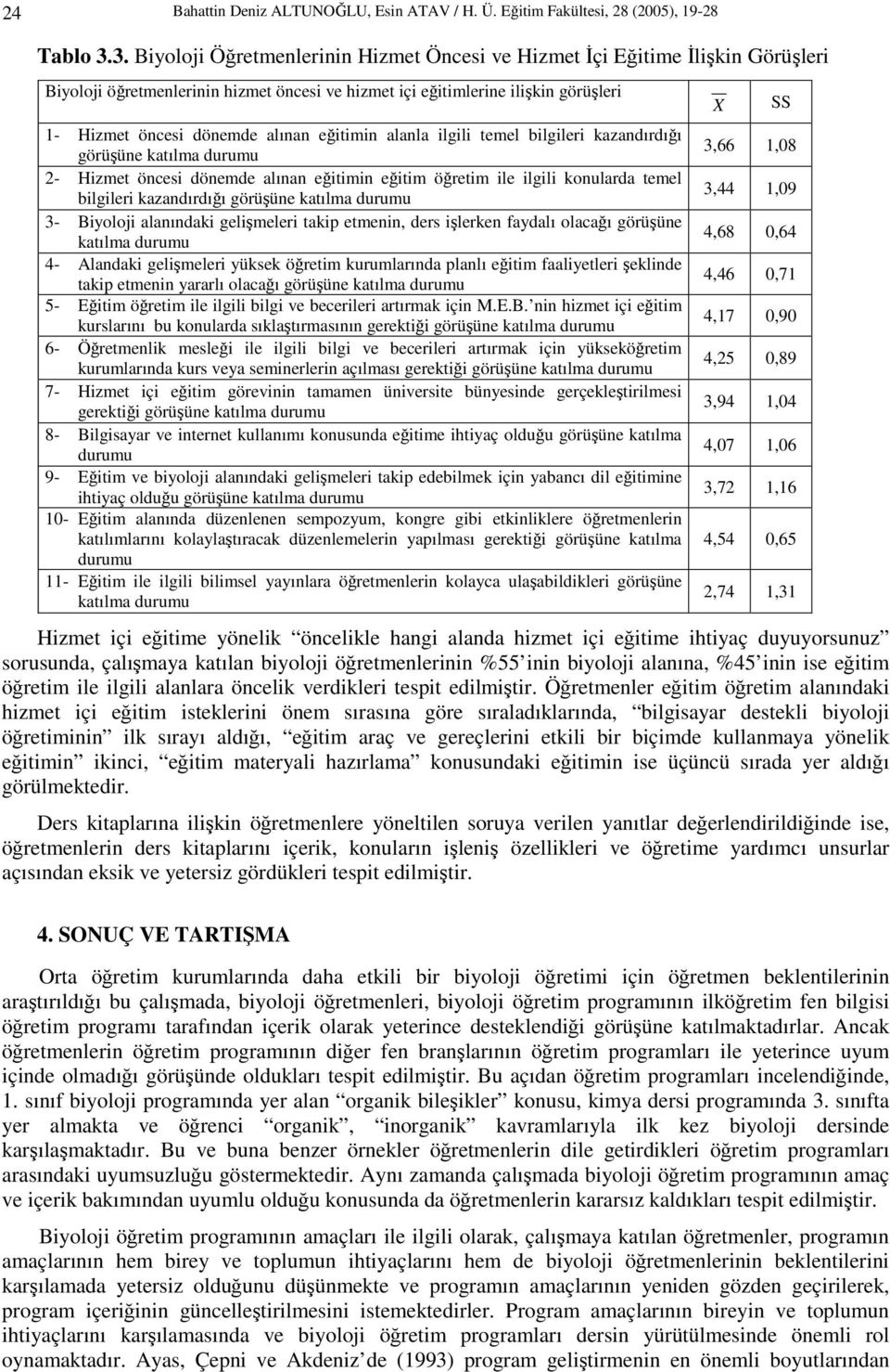 eğitimin alanla ilgili temel bilgileri kazandırdığı görüşüne katılma durumu 2- Hizmet öncesi dönemde alınan eğitimin eğitim öğretim ile ilgili konularda temel bilgileri kazandırdığı görüşüne katılma