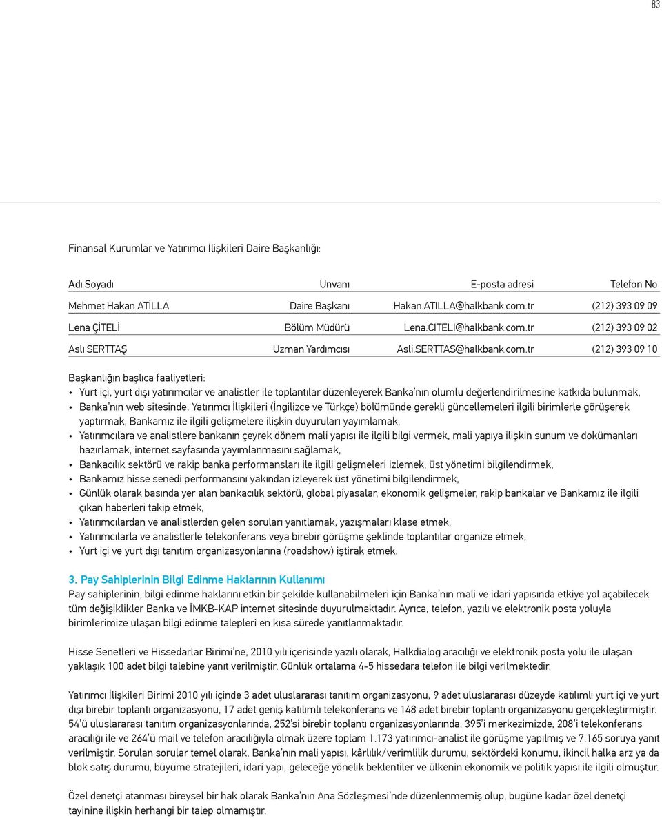 tr (212) 393 09 02 Aslı SERTTAŞ Uzman Yardımcısı Asli.SERTTAS@halkbank.com.