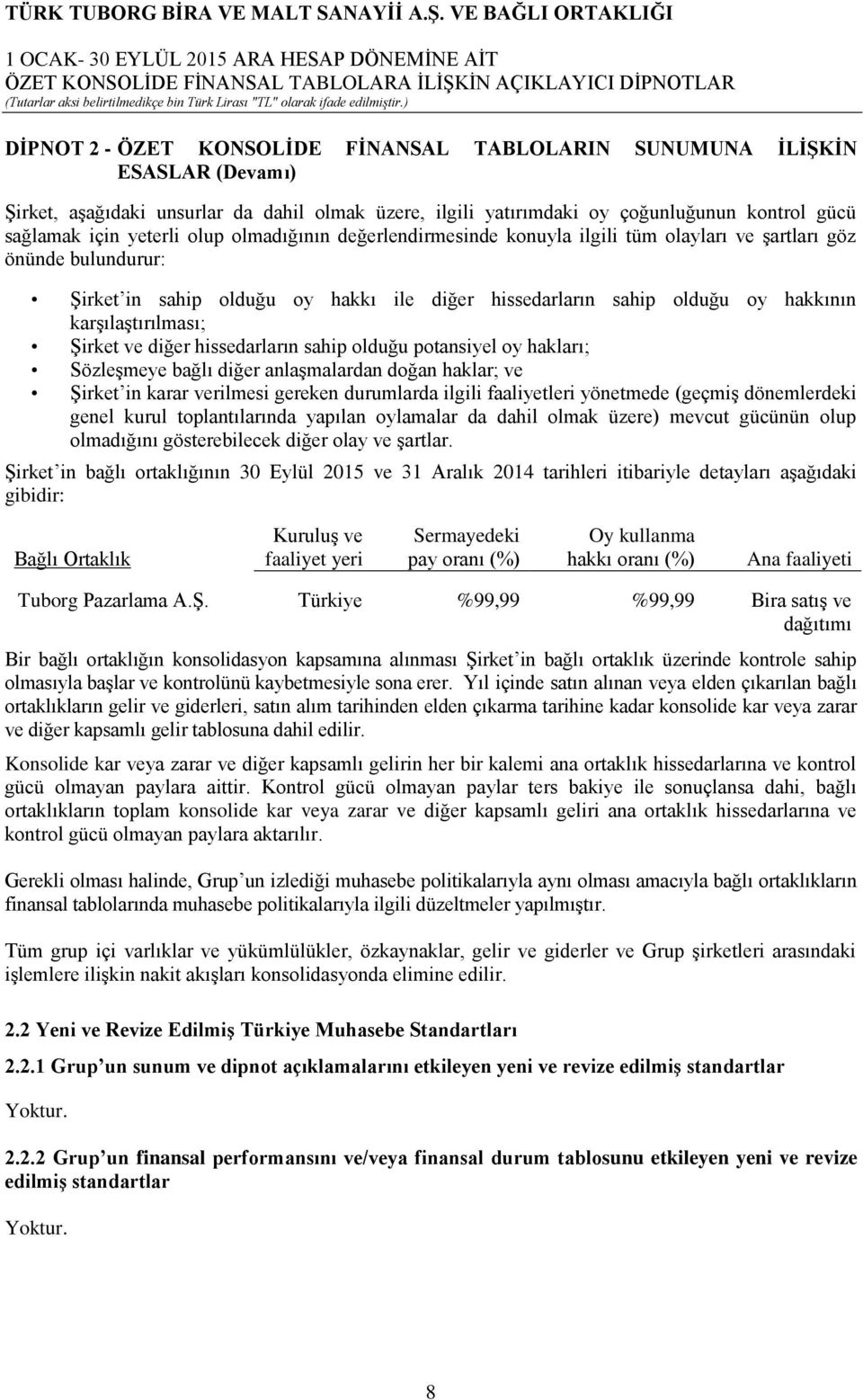 Şirket ve diğer hissedarların sahip olduğu potansiyel oy hakları; Sözleşmeye bağlı diğer anlaşmalardan doğan haklar; ve Şirket in karar verilmesi gereken durumlarda ilgili faaliyetleri yönetmede