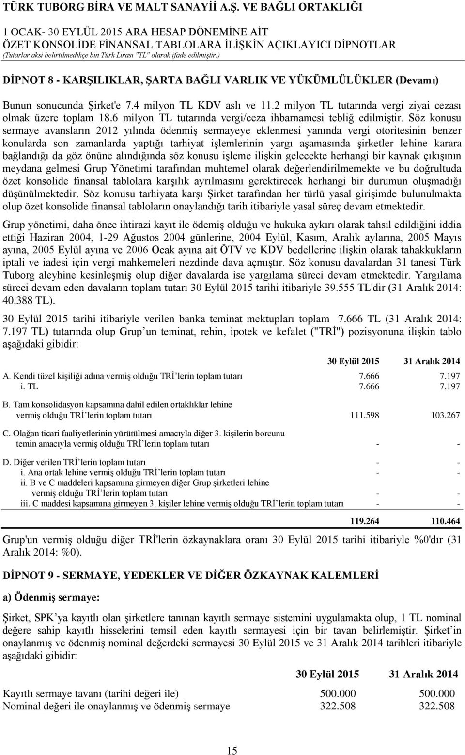 Söz konusu sermaye avansların 2012 yılında ödenmiş sermayeye eklenmesi yanında vergi otoritesinin benzer konularda son zamanlarda yaptığı tarhiyat işlemlerinin yargı aşamasında şirketler lehine