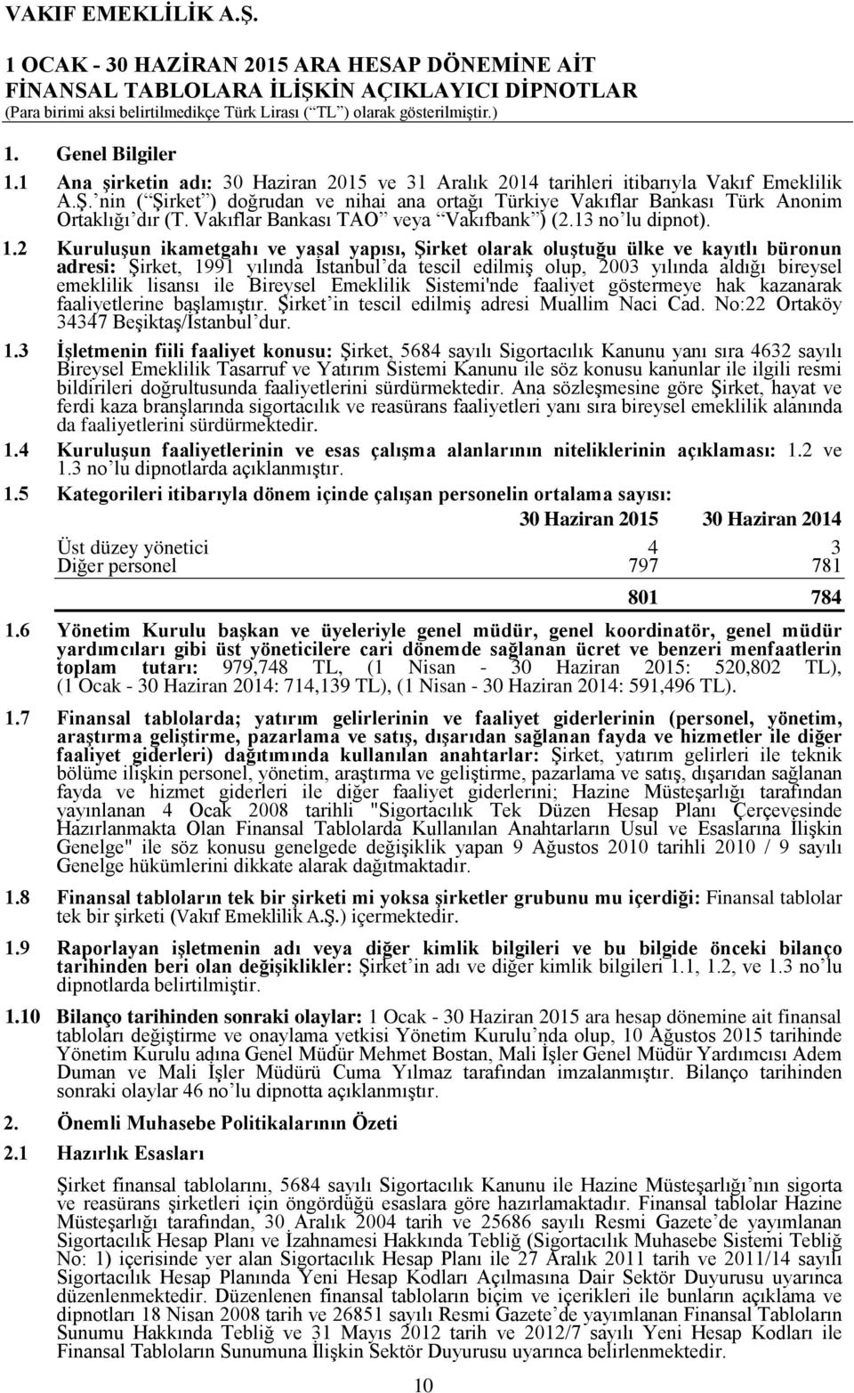 2 Kuruluşun ikametgahı ve yasal yapısı, Şirket olarak oluştuğu ülke ve kayıtlı büronun adresi: Şirket, 1991 yılında İstanbul da tescil edilmiş olup, 2003 yılında aldığı bireysel emeklilik lisansı ile