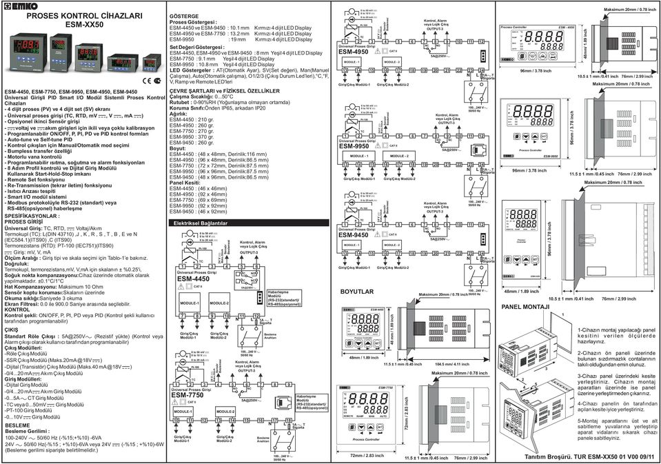 çýkýþlarý çn Manual/Otomatk mod seçm - Bumpless transfer özellð - Motorlu vana kontrolü - Programlanablr ýsýtma, soðutma ve alarm fonksyonlarý - 8 Adým Profl kontrolü ve Djtal Grþ Modülü Kullanarak