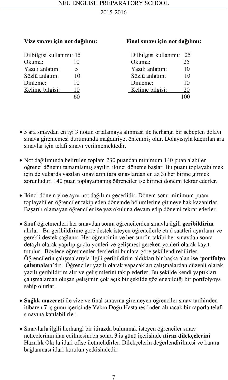 mağduriyet önlenmiş olur. Dolayısıyla kaçırılan ara sınavlar için telafi sınavı verilmemektedir.