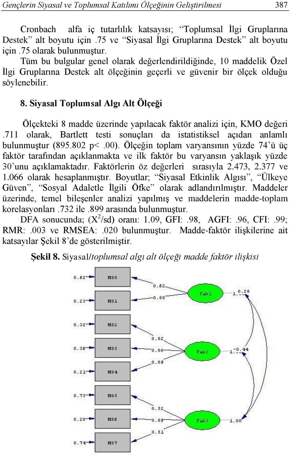 Tüm bu bulgular genel olarak değerlendirildiğinde, 10 maddelik Özel İlgi Gruplarına Destek alt ölçeğinin geçerli ve güvenir bir ölçek olduğu söylenebilir. 8.