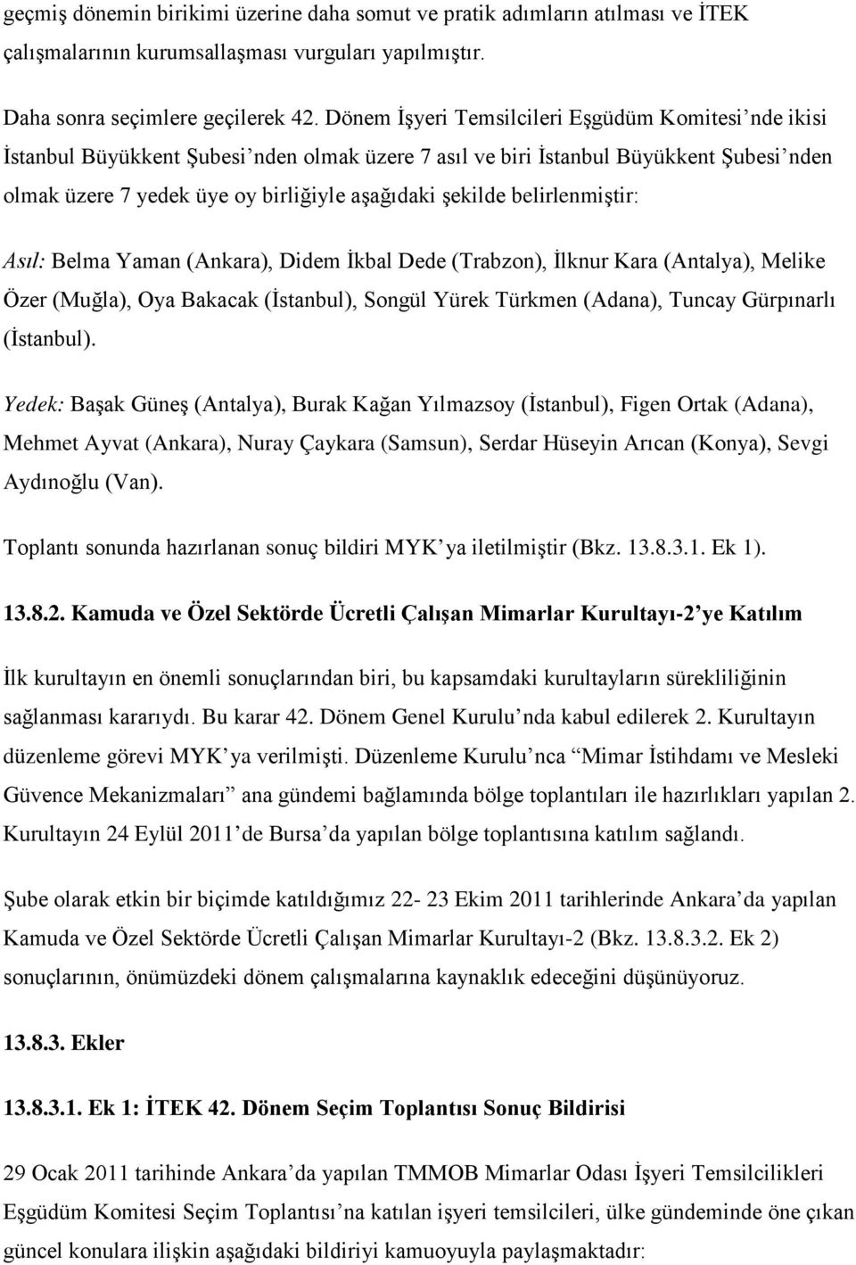 belirlenmiştir: Asıl: Belma Yaman (Ankara), Didem İkbal Dede (Trabzon), İlknur Kara (Antalya), Melike Özer (Muğla), Oya Bakacak (İstanbul), Songül Yürek Türkmen (Adana), Tuncay Gürpınarlı (İstanbul).