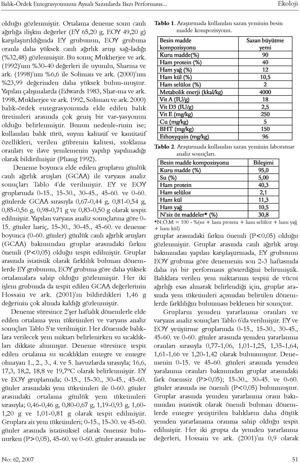 Bu sonuç Mukherjee ve ark. (1992)'nýn %30-40 deðerleri ile uyumlu, Sharma ve ark. (1998)'nýn %6,6 ile Soliman ve ark. (2000)'nýn %23,99 deðerinden daha yüksek bulun-muþtur.