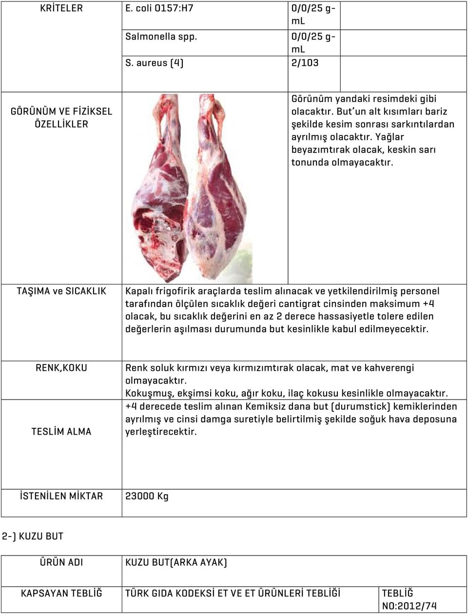 Yağlar beyazımtırak olacak, keskin sarı tonunda TAŞIMA ve SICAKLIK Kapalı frigofirik araçlarda teslim alınacak ve yetkilendirilmiş personel tarafından ölçülen sıcaklık değeri cantigrat cinsinden