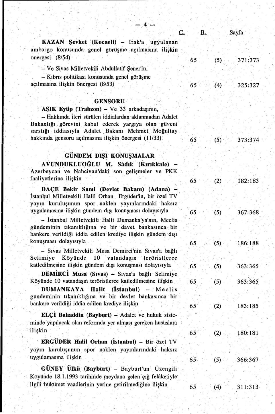 görevini kabul ederek yargıya olan güveni sarstığı iddiasıyla Adalet Bakanı Mehmet Moğultay hakkında gensoru açılmasına ilişkin önergesi (11/33) GÜNDEM DIŞI KONUŞMALAR AVUNDUKLUOĞLU M.