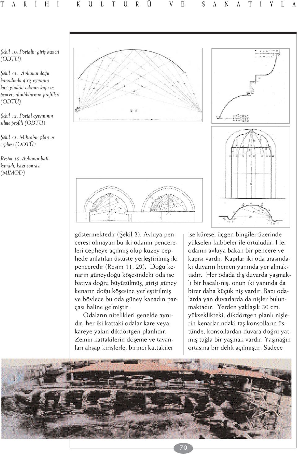 Mihrab n plan ve cephesi (ODTÜ) Resim 15. Avlunun bat kanad, kaz sonras (M MOD) göstermektedir (fiekil 2).