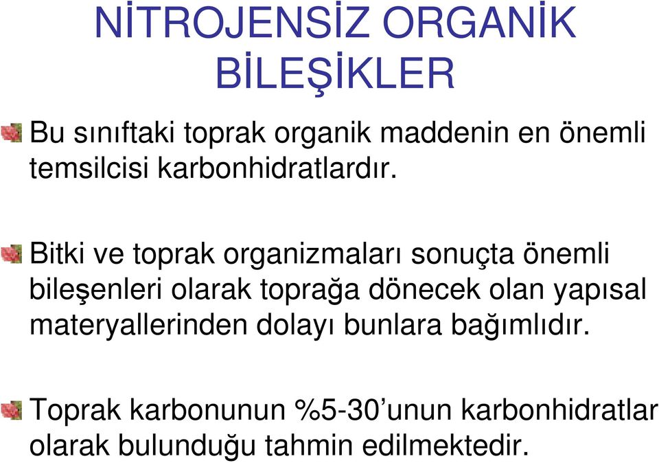 Bitki ve toprak organizmaları sonuçta önemli bileşenleri olarak toprağa dönecek