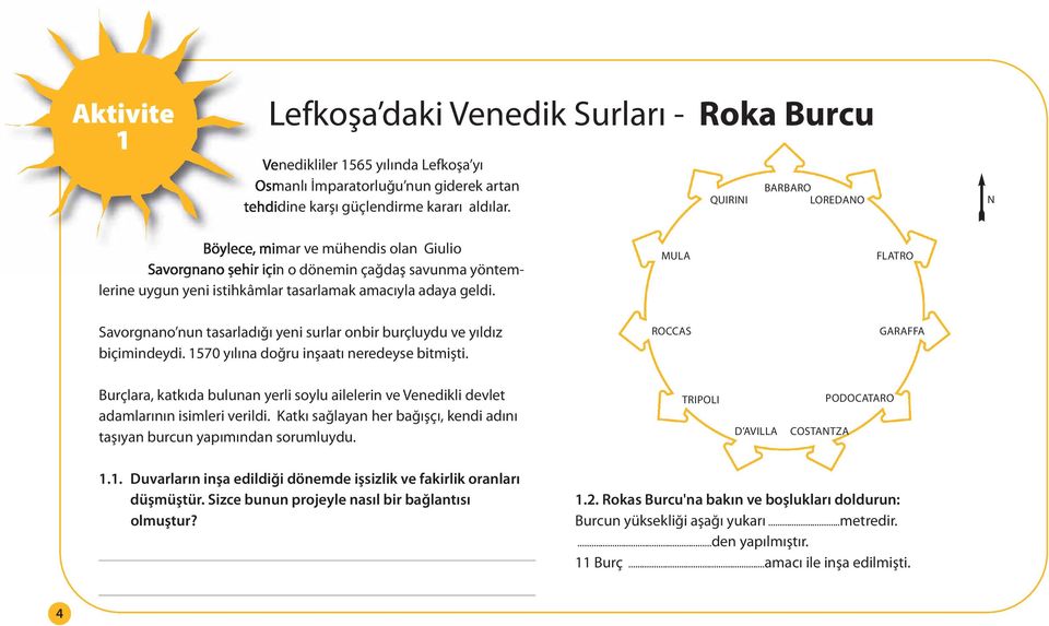 MULA FLATRO Savorgnano nun tasarladığı yeni surlar onbir burçluydu ve yıldız biçimindeydi. 1570 yılına doğru inşaatı neredeyse bitmişti.