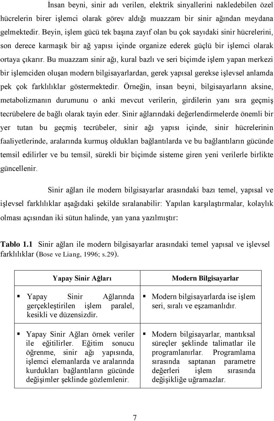 Bu muazzam sinir ağı, kural bazlı ve seri biçimde işlem yapan merkezi bir işlemciden oluşan modern bilgisayarlardan, gerek yapısal gerekse işlevsel anlamda pek çok farklılıklar göstermektedir.