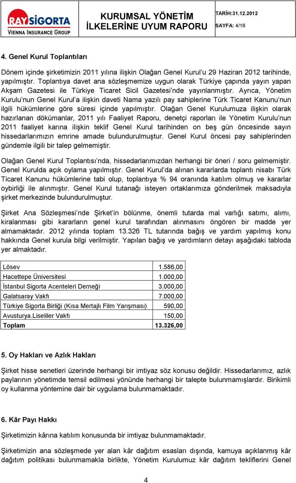 Ayrıca, Kurulu nun Genel Kurul a ilişkin daveti Nama yazılı pay sahiplerine Türk Ticaret Kanunu nun ilgili hükümlerine göre süresi içinde yapılmıştır.