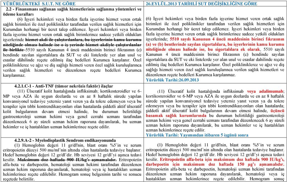 tarafından verilen sağlık hizmetleri için Kurumdan herhangi bir ücret talep edilemez.